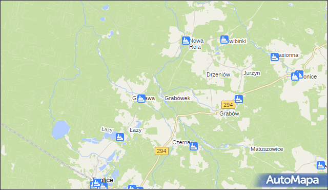 mapa Grabówek gmina Tuplice, Grabówek gmina Tuplice na mapie Targeo