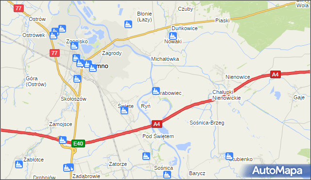 mapa Grabowiec gmina Radymno, Grabowiec gmina Radymno na mapie Targeo