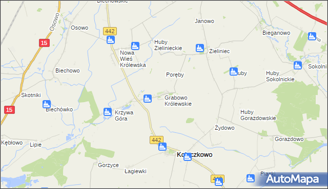 mapa Grabowo Królewskie, Grabowo Królewskie na mapie Targeo