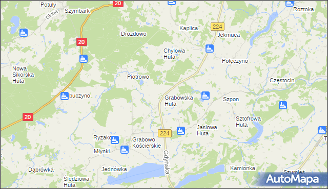 mapa Grabowska Huta, Grabowska Huta na mapie Targeo