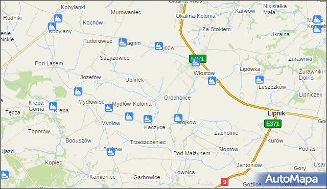 mapa Grocholice gmina Lipnik, Grocholice gmina Lipnik na mapie Targeo