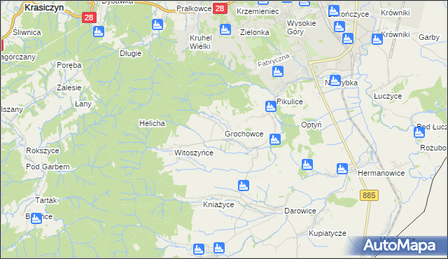 mapa Grochowce, Grochowce na mapie Targeo