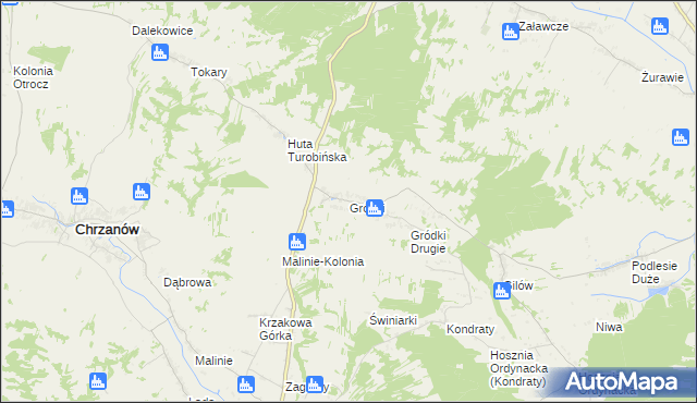 mapa Gródki gmina Turobin, Gródki gmina Turobin na mapie Targeo