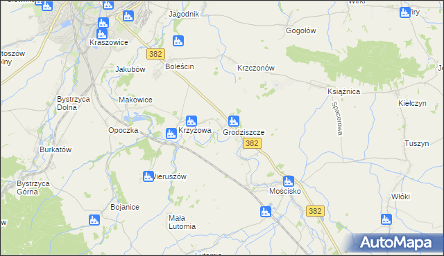 mapa Grodziszcze gmina Świdnica, Grodziszcze gmina Świdnica na mapie Targeo