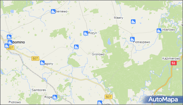 mapa Gronowo gmina Lubomino, Gronowo gmina Lubomino na mapie Targeo