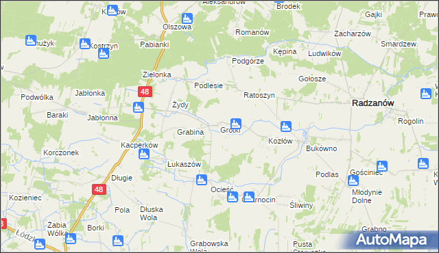 mapa Grotki, Grotki na mapie Targeo