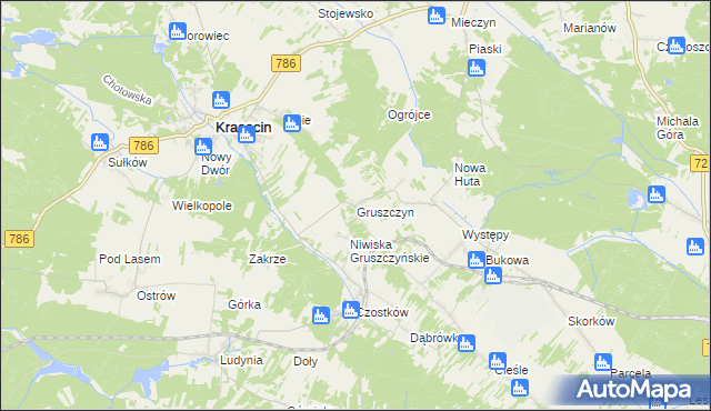 mapa Gruszczyn gmina Krasocin, Gruszczyn gmina Krasocin na mapie Targeo