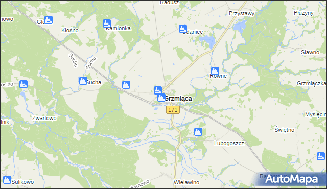 mapa Grzmiąca powiat szczecinecki, Grzmiąca powiat szczecinecki na mapie Targeo