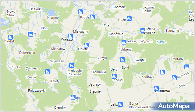 mapa Grzyb, Grzyb na mapie Targeo