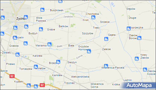 mapa Grzybów Hornowski, Grzybów Hornowski na mapie Targeo