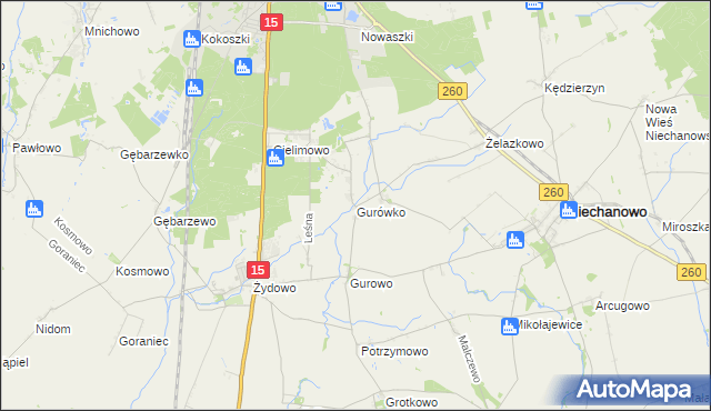 mapa Gurówko, Gurówko na mapie Targeo