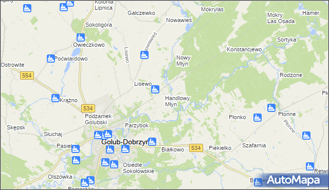 mapa Handlowy Młyn, Handlowy Młyn na mapie Targeo