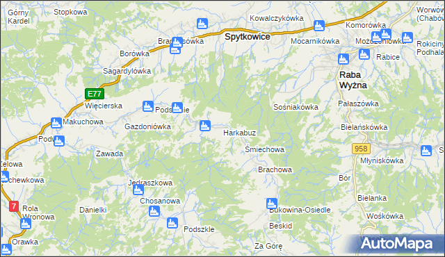 mapa Harkabuz, Harkabuz na mapie Targeo