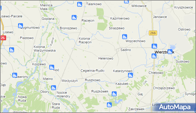 mapa Helenowo gmina Wierzbinek, Helenowo gmina Wierzbinek na mapie Targeo