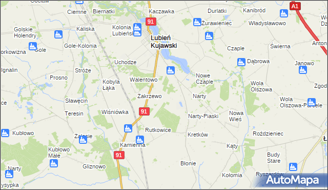 mapa Henryków gmina Lubień Kujawski, Henryków gmina Lubień Kujawski na mapie Targeo