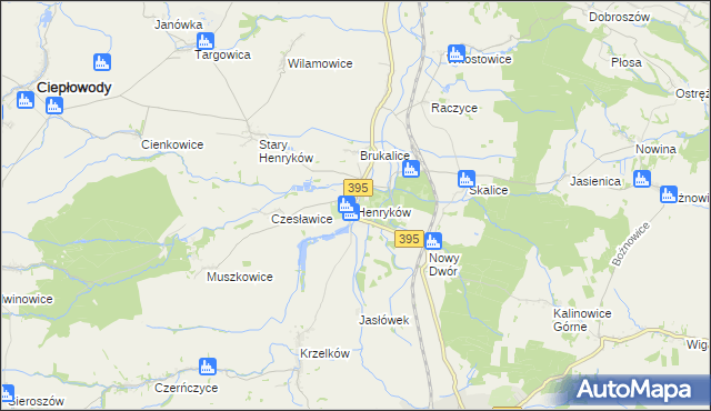 mapa Henryków gmina Ziębice, Henryków gmina Ziębice na mapie Targeo