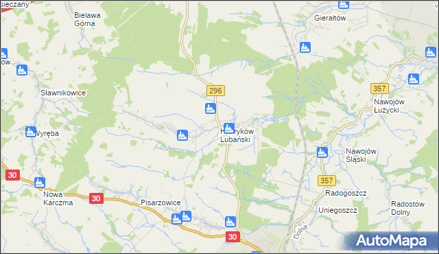 mapa Henryków Lubański, Henryków Lubański na mapie Targeo