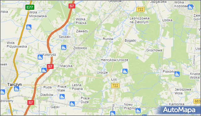 mapa Henryków-Urocze, Henryków-Urocze na mapie Targeo