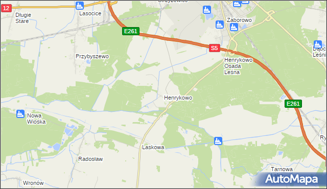 mapa Henrykowo gmina Święciechowa, Henrykowo gmina Święciechowa na mapie Targeo