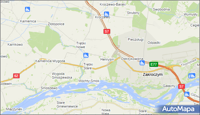 mapa Henrysin gmina Zakroczym, Henrysin gmina Zakroczym na mapie Targeo