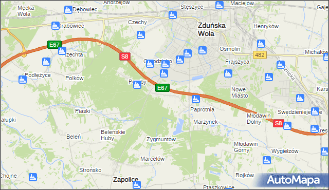 mapa Holendry gmina Zapolice, Holendry gmina Zapolice na mapie Targeo