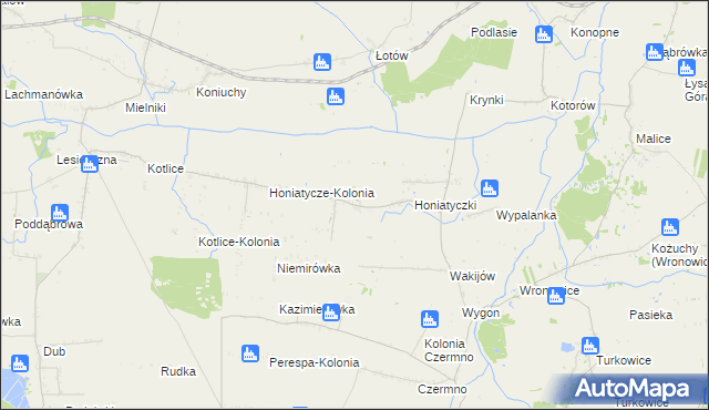 mapa Honiatycze, Honiatycze na mapie Targeo