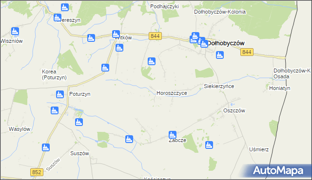 mapa Horoszczyce, Horoszczyce na mapie Targeo