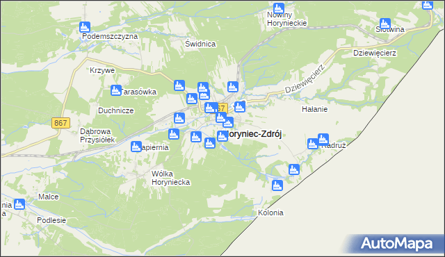 mapa Horyniec-Zdrój, Horyniec-Zdrój na mapie Targeo