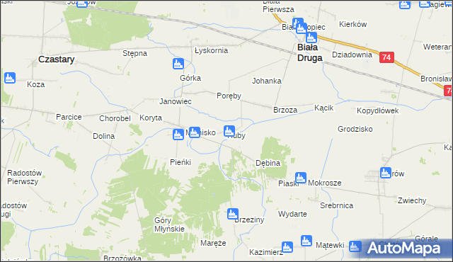 mapa Huby gmina Biała, Huby gmina Biała na mapie Targeo