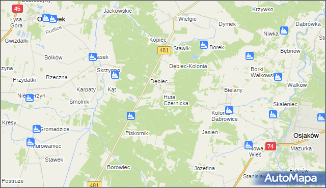 mapa Huta Czernicka, Huta Czernicka na mapie Targeo