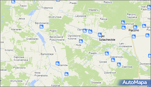 mapa Huta gmina Łęki Szlacheckie, Huta gmina Łęki Szlacheckie na mapie Targeo