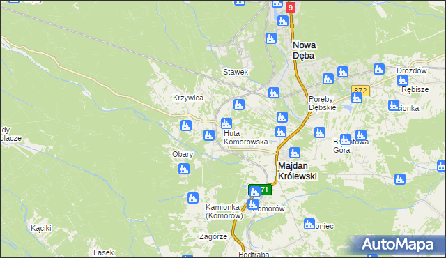 mapa Huta Komorowska, Huta Komorowska na mapie Targeo