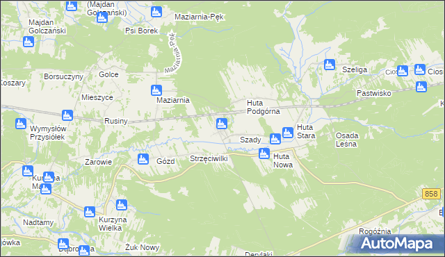 mapa Huta Krzeszowska, Huta Krzeszowska na mapie Targeo