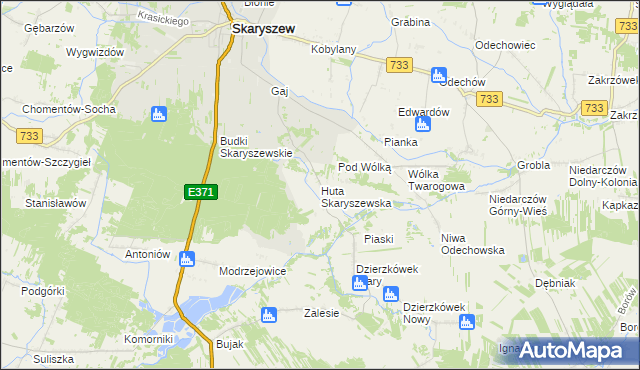mapa Huta Skaryszewska, Huta Skaryszewska na mapie Targeo