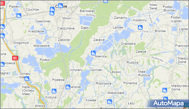 mapa Iłownica gmina Jasienica, Iłownica gmina Jasienica na mapie Targeo