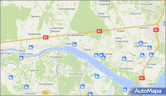 mapa Izbica gmina Serock, Izbica gmina Serock na mapie Targeo