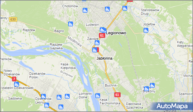 mapa Jabłonna powiat legionowski, Jabłonna powiat legionowski na mapie Targeo