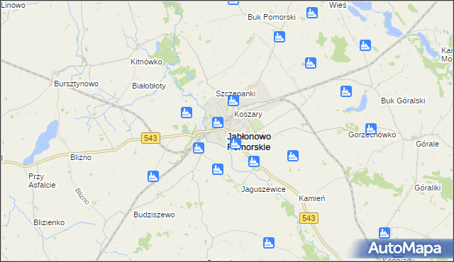 mapa Jabłonowo Pomorskie, Jabłonowo Pomorskie na mapie Targeo