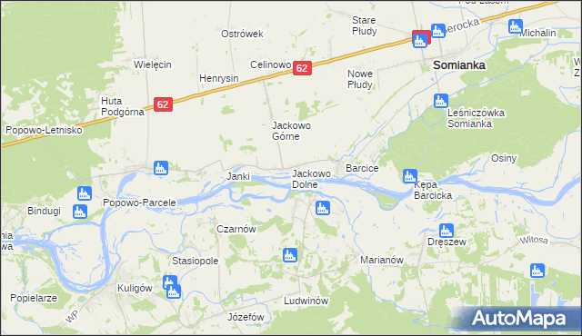 mapa Jackowo Dolne, Jackowo Dolne na mapie Targeo