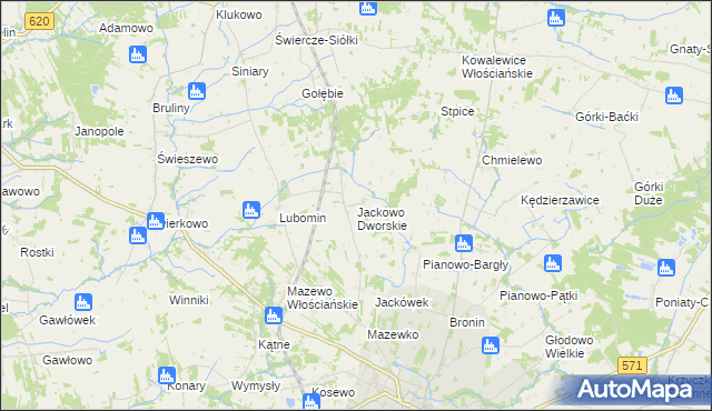 mapa Jackowo Dworskie, Jackowo Dworskie na mapie Targeo
