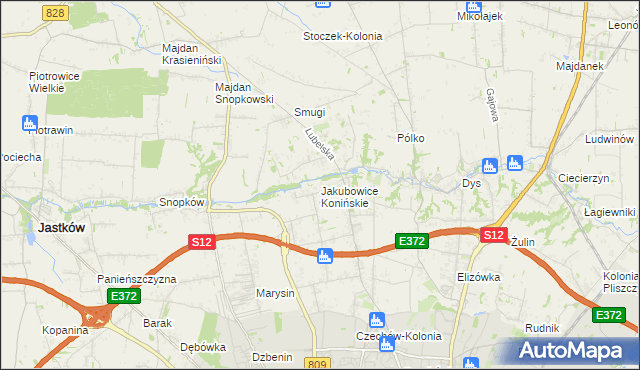 mapa Jakubowice Konińskie, Jakubowice Konińskie na mapie Targeo