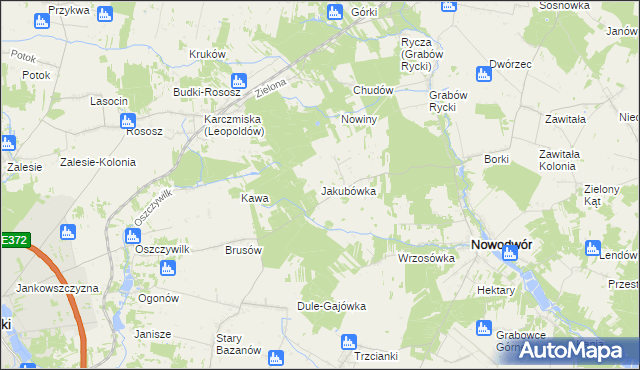 mapa Jakubówka gmina Nowodwór, Jakubówka gmina Nowodwór na mapie Targeo
