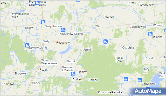 mapa Jamki gmina Potworów, Jamki gmina Potworów na mapie Targeo