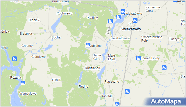 mapa Jania Góra gmina Świekatowo, Jania Góra gmina Świekatowo na mapie Targeo