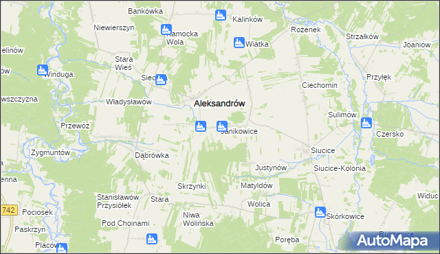 mapa Janikowice gmina Aleksandrów, Janikowice gmina Aleksandrów na mapie Targeo