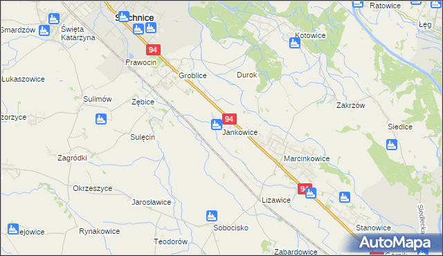 mapa Jankowice gmina Oława, Jankowice gmina Oława na mapie Targeo