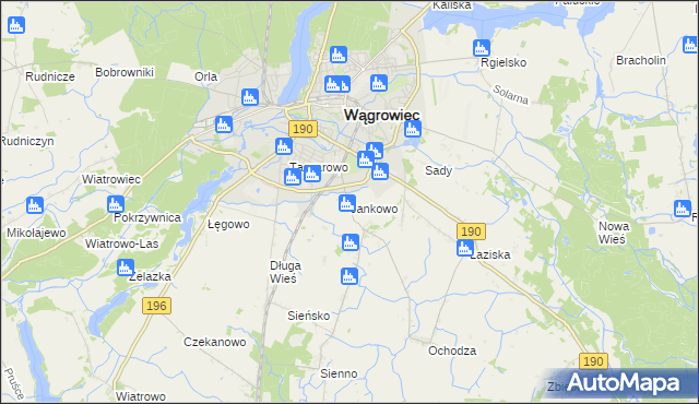 mapa Jankowo gmina Wągrowiec, Jankowo gmina Wągrowiec na mapie Targeo