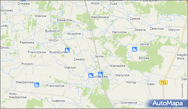 mapa Janów gmina Chynów, Janów gmina Chynów na mapie Targeo