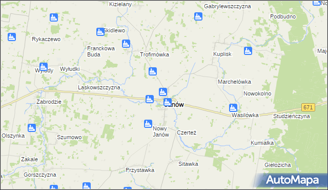 mapa Janów powiat sokólski, Janów powiat sokólski na mapie Targeo