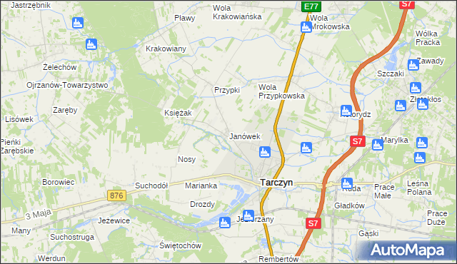 mapa Janówek gmina Tarczyn, Janówek gmina Tarczyn na mapie Targeo